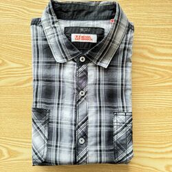 Michael Brandon XL Shirt Herren kariert schwarz grau 23" Pit-to-Pit Designer Mode