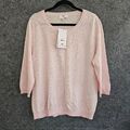 Peter Hahn Damen Pullover Größe 22 Baby Rosa Rundhals Supima Baumwolle Pulli Neu