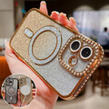 Hülle für iPhone 16 15 Pro Max 14 13 12 11 Magnetic Glitzer Diamant Schutz Case