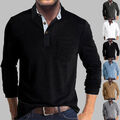 Herren Poloshirt Langarmshirt Langarm Hemd Polo Shirt Freizeit Business Tops DE