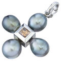 Kreuz Anhänger Tahiti Perlen Diamant 750er Weißgold