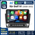 64G CarPlay Autoradio Android14 GPS Navi Für VW Golf VI 2008-2012 4G BT DAB+ SWC