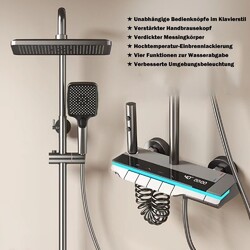 Duschset Duscharmatur Duschsystem Regendusche LCD Mischbatterie Kopfbrause Grau