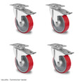 4 x Schwerlastrolle PU Rolle Transportrolle 80 100 125 160 200 Polyurethan Rad