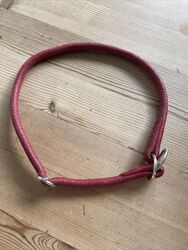 Halsband Hund, Leder, rot, Zugstopp, ca 52 cm