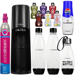 NEU Sodastream Wassersprudler Terra Schwarz Set mit 3 Flaschen Sirup Kartusche