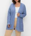 Sheego Damen Strickjacke Cardigan Langarm V-Ausschnitt mittelblau NEU