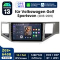Für VW Golf Sportsvan 2016-2019 DAB+ Carplay 2+64G Autoradio Android 13 GPS Navi