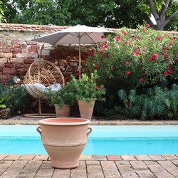 handgefertigtes Terracotta Pflanzgefäß, frostfester Pflanzkübel Rosa 2 - 35