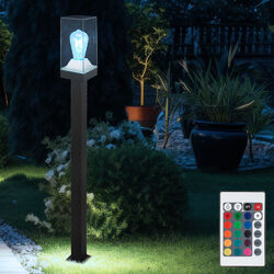 Stehleuchte Außenlampe Wegeleuchte Alu schwarz RGB LED dimmbar Fernbedienung