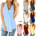 Übergröße lässiges ärmelloses Trägershirt V-Ausschnitt Damen Sommer Tops Tank Cami T-Shirt