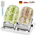 2x 1000ml Sprossenglas Set Keimglas Keimgerät Keimgläser Mit Abtropfschale Satz