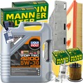 MANN INSPEKTIONSPAKET+1x5L LIQUI MOLY 5W-30 ÖL passend für AUDI A3 VW 1.6 FSI