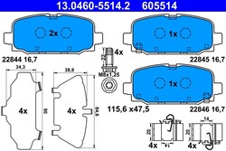 BREMSBELAGSATZ, SCHEIBENBREMSE FÜR COMPASS MP, M6, MV, M7 - ATE 13.0460-5514.2
