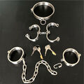 Edelstahl-Sklave-Handschellen-Fußfesseln-Fesseln-Fesselset-BDSM-Halsband-Bondage