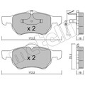 1x ORIGINAL® Metelli 22-0523-0 Bremsbelagsatz, Scheibenbremse Vorne, exkl.