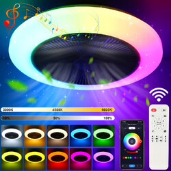 LED Ventilator RGB Deckenlampe Deckenventilator Dimmbar+Bluetooth Musik App 50CM
