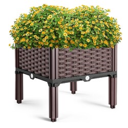 Hochbeet Pflanzkasten Pflanzbeet Blumenbeet in Rattan Optik Gemüsebeet Beet