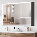 Schwarz Spiegelschrank Bad mit LED Beleuchtung 90cm Bad Zimmer Spiegel Schrank
