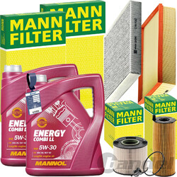 MANN FILTERSET+MANNOL 5W-30 ÖL passend für AUDI Q7 4L VW TOUAREG CAYENNE 3.0 TDI