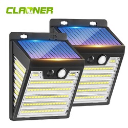 2 Stk. 121 LED Solarleuchte Solarlampe mit Bewegungsmelder Außen Sensor Strahler