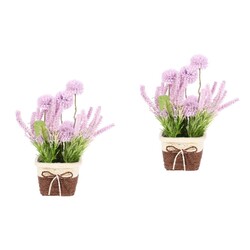  2 Count Deko Kunstpflanzen Künstliche Lavendel Plastikbonsai Faux Hortensie