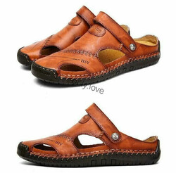 Sommer Herren Sandalen Echtes Leder Outdoor Bequeme Römische Strand Hausschuhe