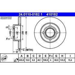 2x ATE 24.0110-0182.1 Bremsscheibe für AUDI 80 90 81 85 B2 89 89Q 8A B3 8C2 B4