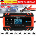 12V 24V Intelligente KFZ Auto Batterie Ladegerät Impuls Reparatur Akku Tragbar