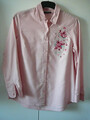 V Janina Bluse Tunika Gr 44 puder rosa Blütenstickerei rot türkis Krempelärmel