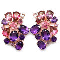 925 Sterlingsilber Amethyst, Pink Topas & Saphir Ohrringe Rose Gold