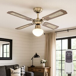 Deckenventilator Deckenlampe LED 3 Stufen Vor Rücklauf Fernbedienung 106,6cm