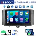 9" Android 13 Carplay 2+64G Für Smart Fortwo 451 11-15 Autoradio GPS Nav BT WIFI