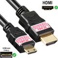 1,5m mini HDMI Kabel | 2.0 / 1.4a kompatibel | High Speed mit Ethernet - schwarz