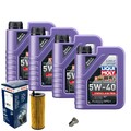 Motoröl 5W40 LIQUI MOLY Synthoil High Tech 4L+BOSCH Ölfilter+Ölablassschraube
