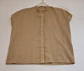 Damen ärmellose Hemdbluse in Beige mit Stehkragen und Knopfleiste, Vintage-Stil