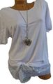 Shirt Bluse Laura Kent Damen kurzarm weiß 44 bis 46 Spitze unten (307) NEU