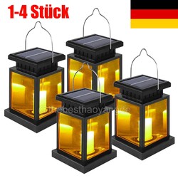 1-4X Solar Laterne Außen mit LED Kerze Solarlampen Außen Hängend Flackereffekt