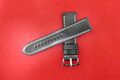 Watch strap leather 24mm lugs with silver buckles black with white thread (35)