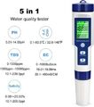 5 IN 1 LCD Digital Wasser Qualität Tester Stift Ec Ph Salzgehalt Temp Meter