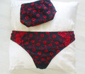 2er Set Damen Slip, Tanga, Spitze, Schleife, Dessous, Gr.38/40 schwarz/rot, neu