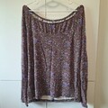 Damen Pullover Gr.42 mit Blumenmuster, Schulterfrei, Dünn