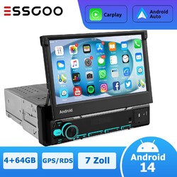 7 Zoll Autoradio Ausfahrbarem Display GPS Navigation BT WIFI FM Android 14 4+64G