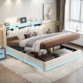 Boxspringbett Polsterbett 160x200 cm mit-LED,USB,Stauraum,Lattenrost Doppelbett