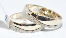 1 Paar Trauringe Eheringe Hochzeitsringe Gold 333 - Bicolor - Breite: 4 mm - WOW