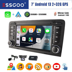 DAB+ Carplay Autoradio Android 13 2+32G GPS +MIK KAM Für Audi A3 S3 RS3 8P1 8PA