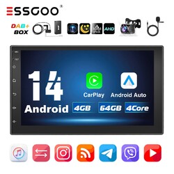 7" 2 DIN Carplay Autoradio Android 14 DAB+ GPS NAV Wifi IPS Screen 4+64G Kam MIK
