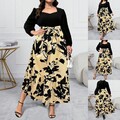 Übergröße Damen Elegant Abendkleid Ballkleid Blumen Partykleid A-Linie Midikleid