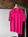 Lacoste Herren Vintage Pink Button Poloshirt Streetwear Logo Größe - 4 (M/L)