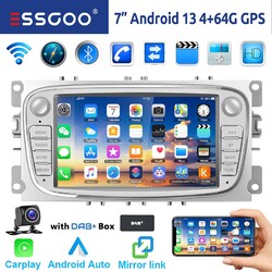 Autoradio DAB+ 4+64G Android 13 Carplay GPS Für Ford Focus Galaxy Mondeo C S Max
